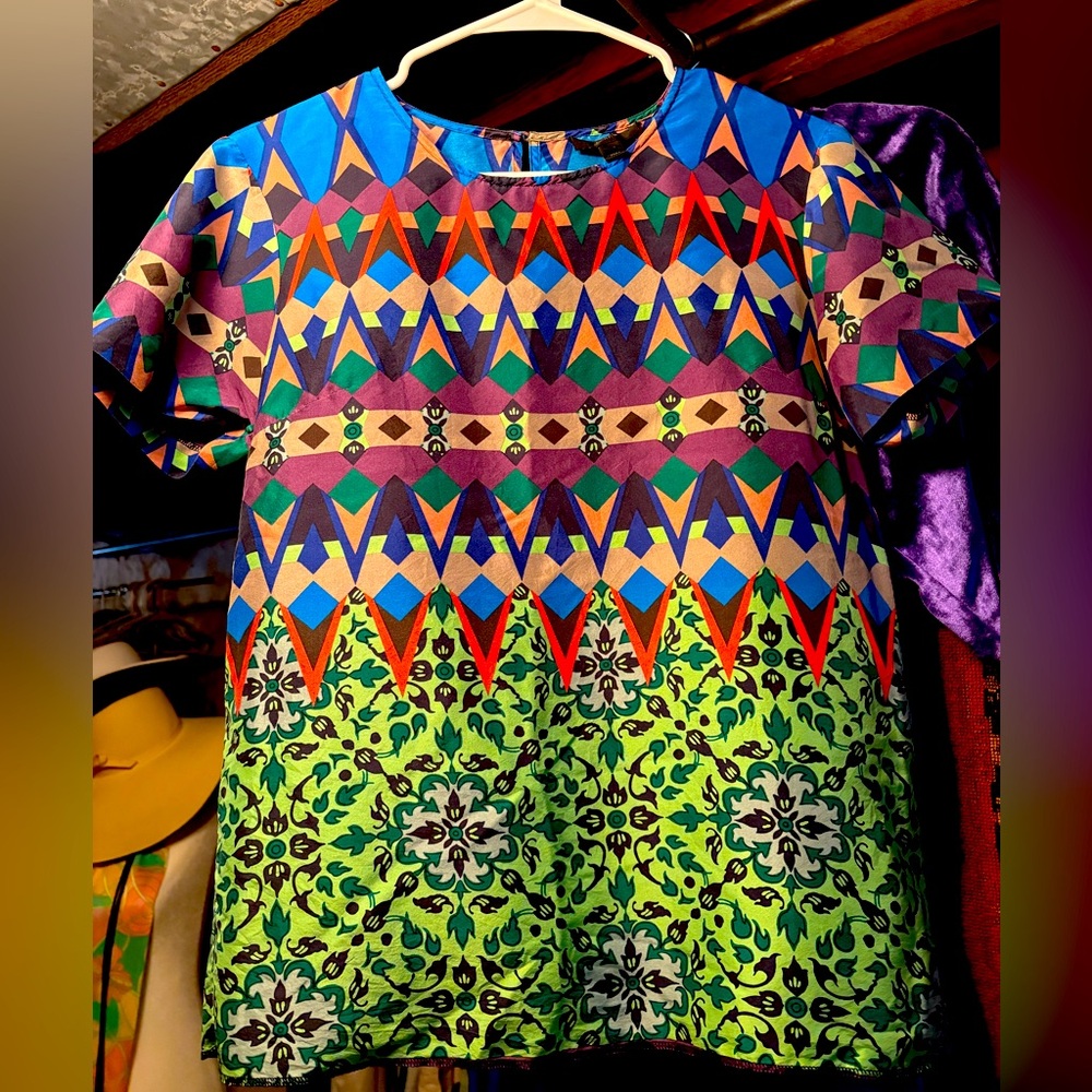 J.Crew silk crazy print top